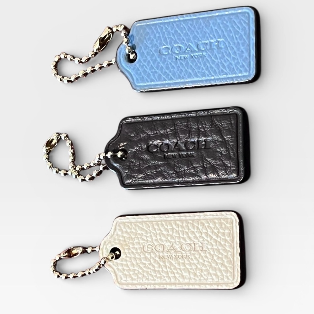 Authentic Coach Bundle Pebble Leather Tags - Sky Blue, Dark Brown & Ivory